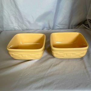 2 Longaberger square butternut yellow bowls